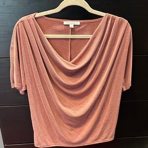 Couture Soft Pink Drape Neck Blouse